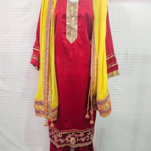 SILK SUIT WITH HEAVY HAND GOTTA WORK DUPPATA
