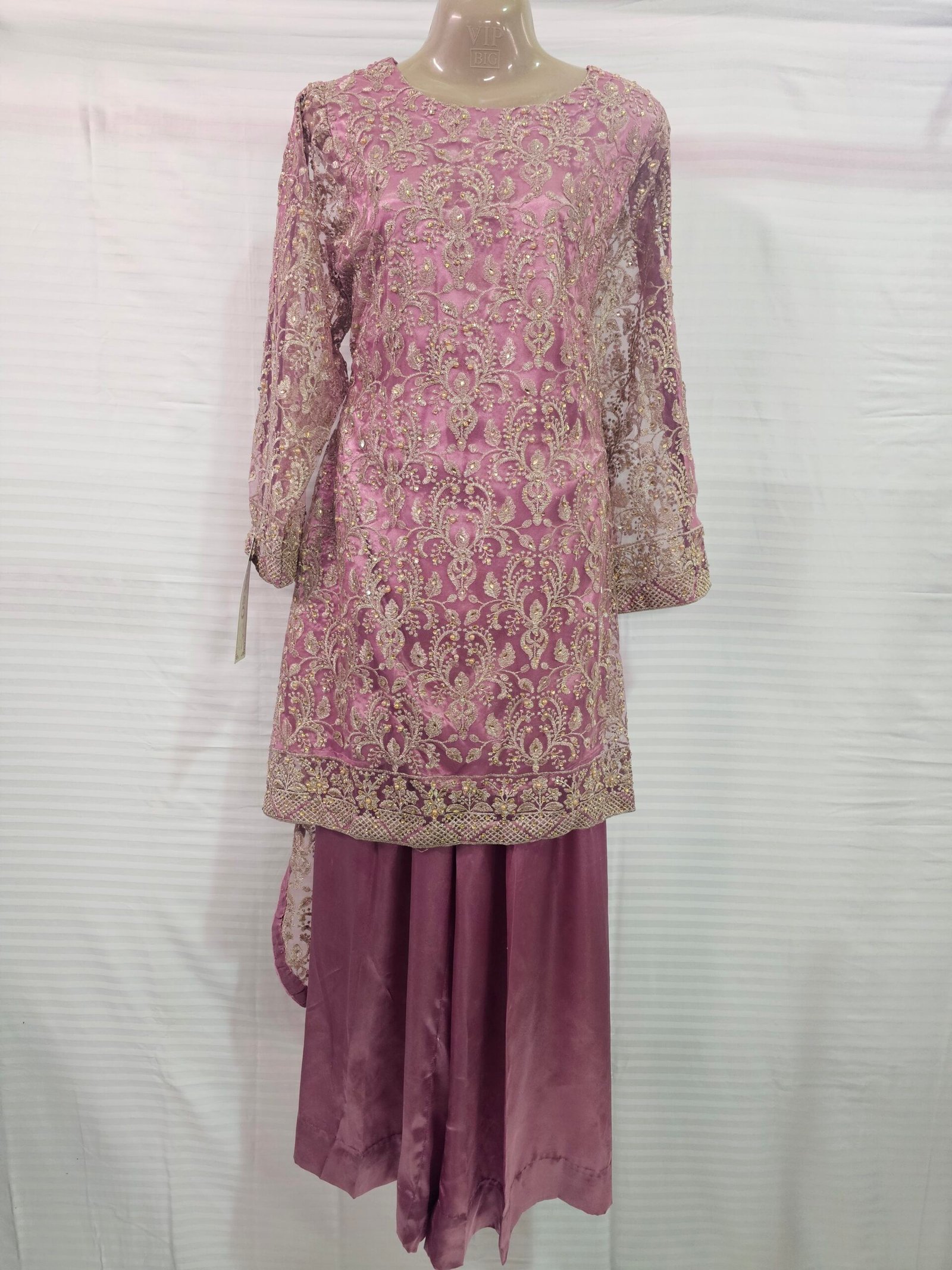 Second image of 2-Piece Full Embroidered Tail Shirt & Trouser Set – High-Low Designer Stitched Outfit