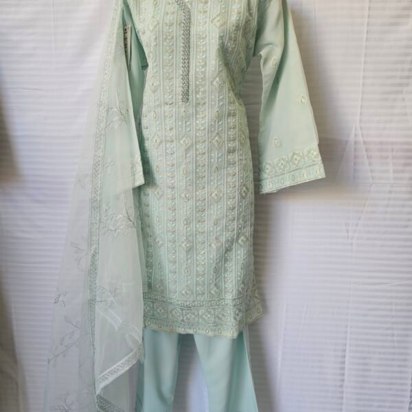 3 Piece Suit – Elegant Stitched Design Sea Green