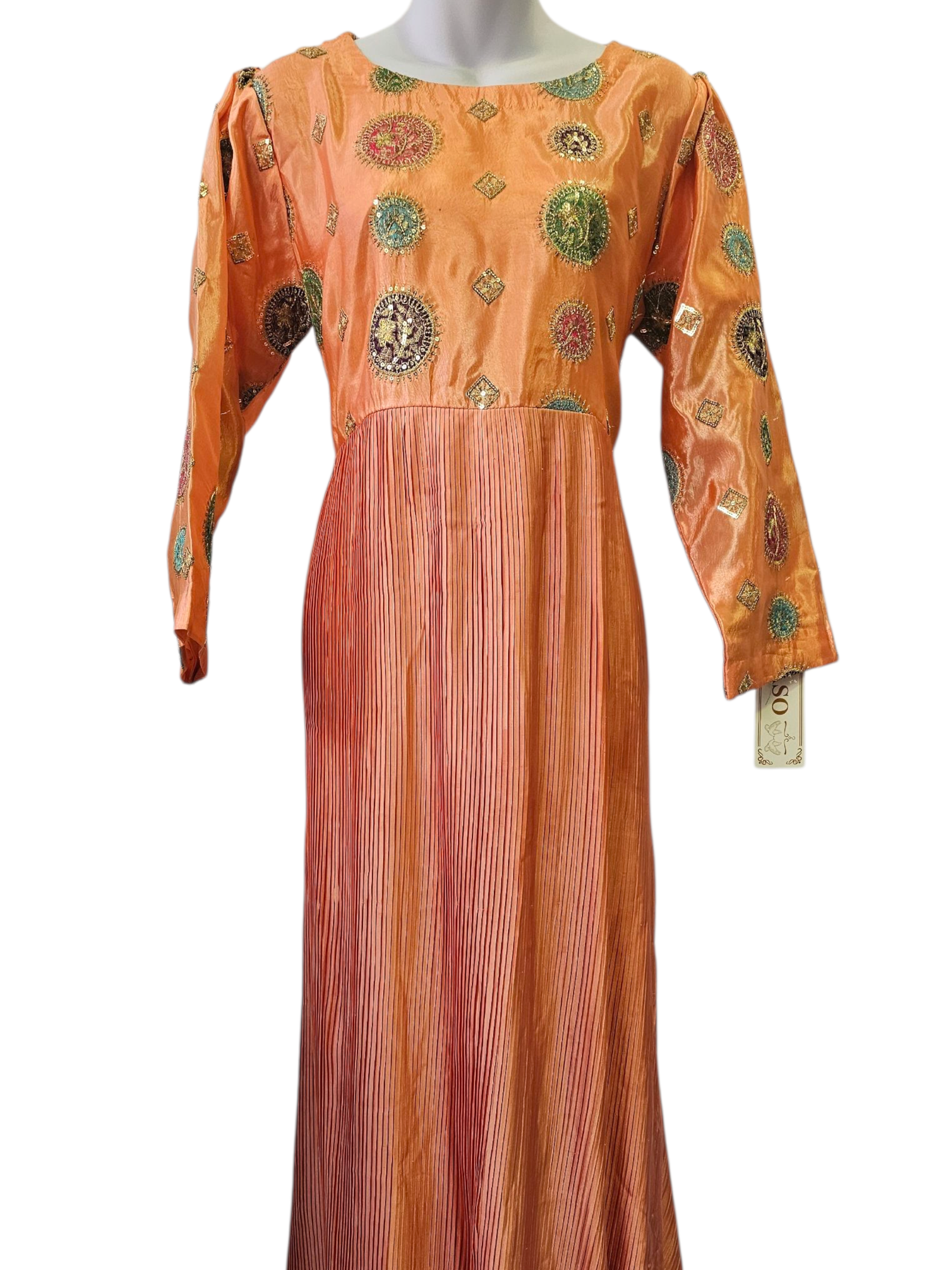 Second image of Pleated Anarkali Style Long Dress – Pakistani Fusion Party Wear